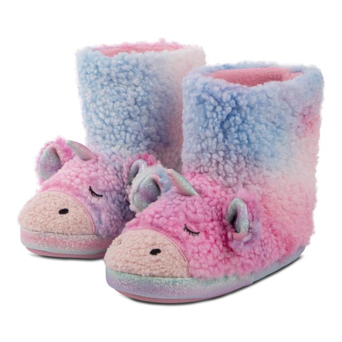 totes Kids Unicorn Boot Slippers Pink Extra Image 2